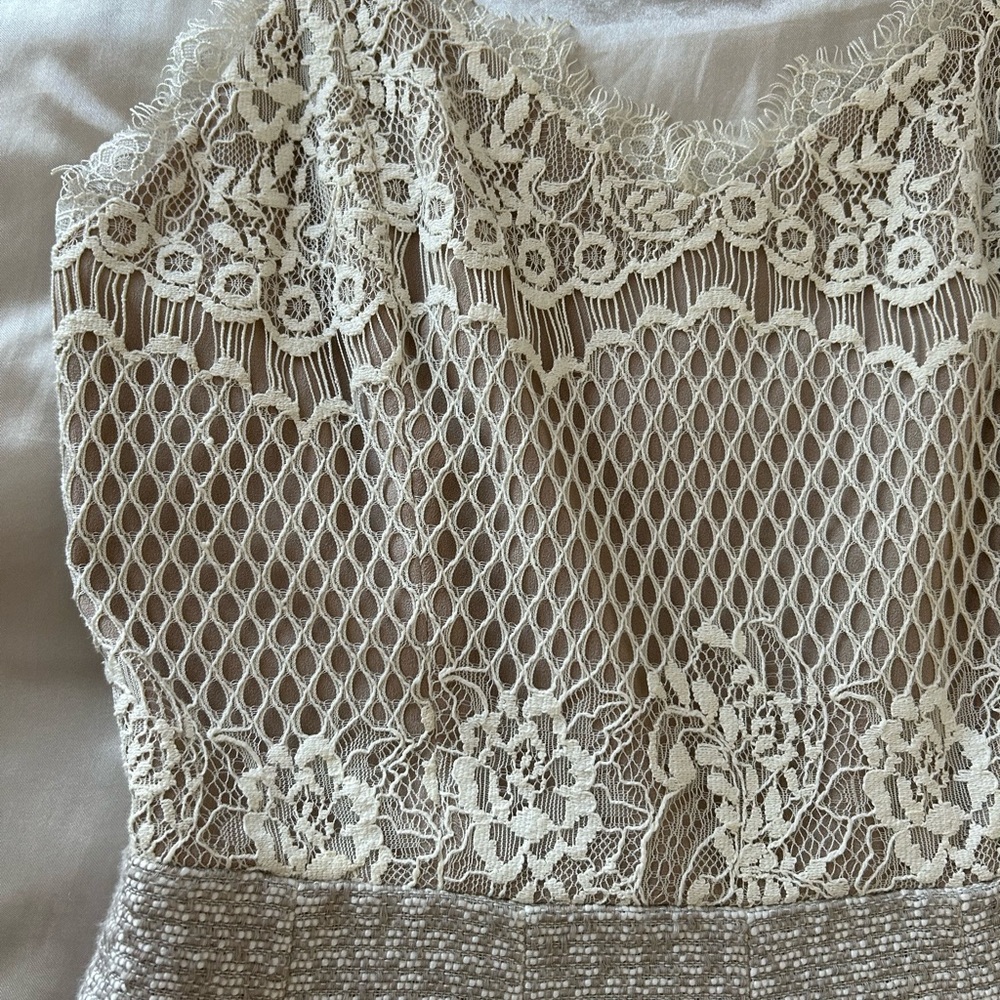 Romantic Lace and Tweed Dress